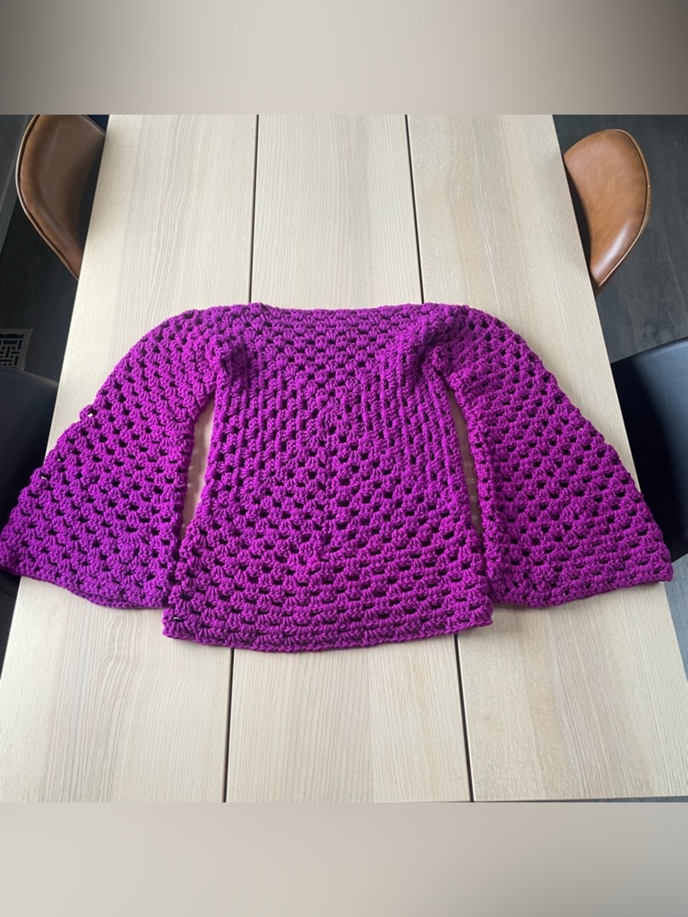 Crocheted Women's Sweater - Vibrant Magenta medium - large